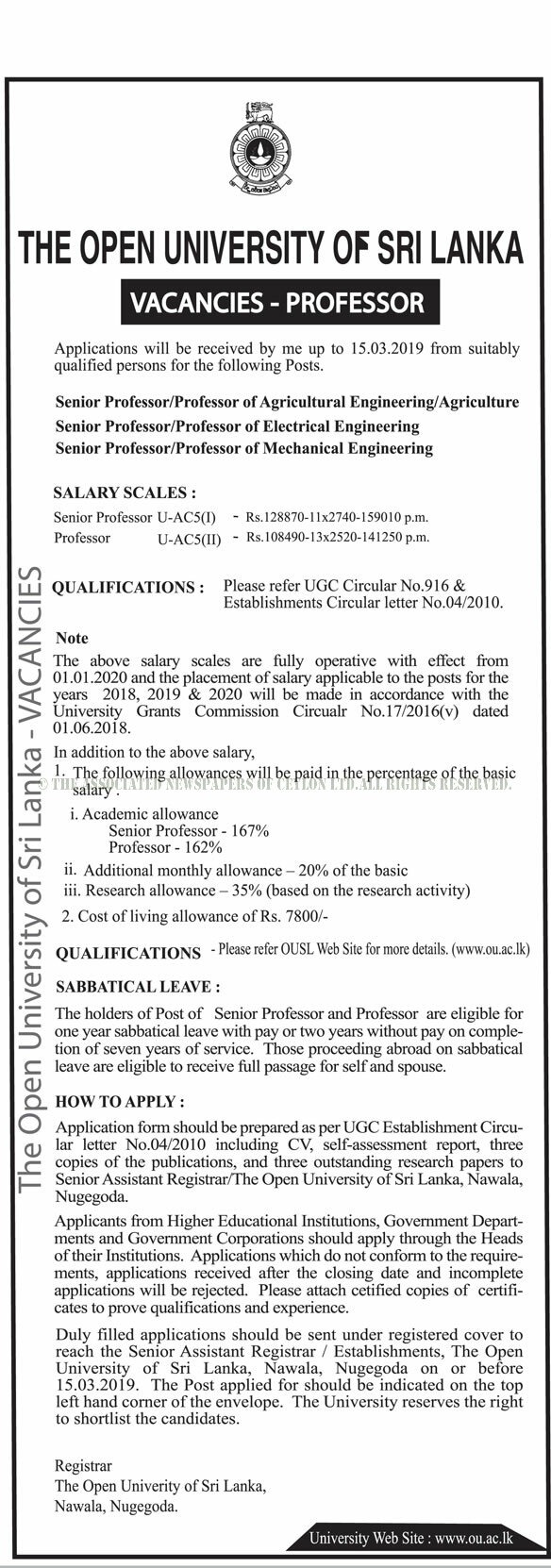 Professor - The Open University of Sri Lanka